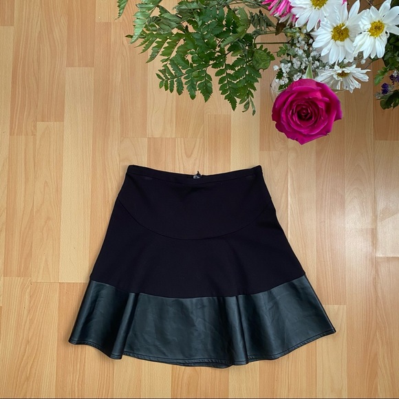 BCBGMaxazria Black Ingrid Skirt With Faux Leather - Picture 2 of 5